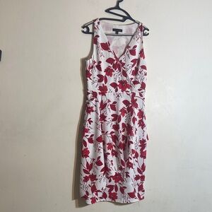 Banana Republic Red and White Floral Midi Dress